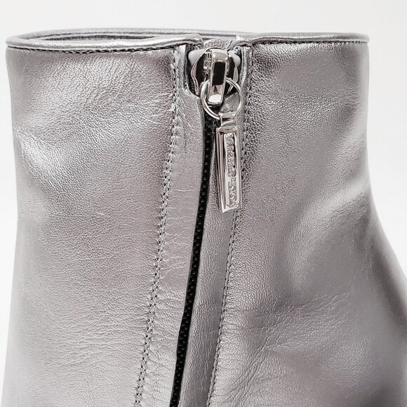 DOLCE & GABBANA BOOTS ANKLE METALLIC SILVER LEATHER JEWELED BUCKLE IT 38 US 7.5 - Picture 11 of 13